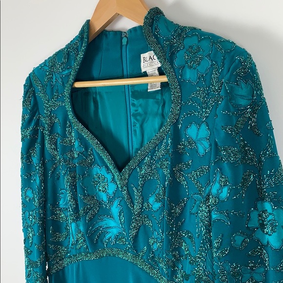 Oleg Cassini Teal Evening Dress - Picture 2 of 8